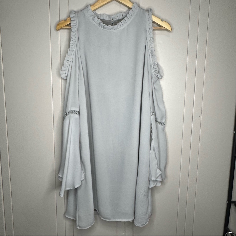 PPLA Light Gray Cold Shoulder Dress - Picture 2 of 16